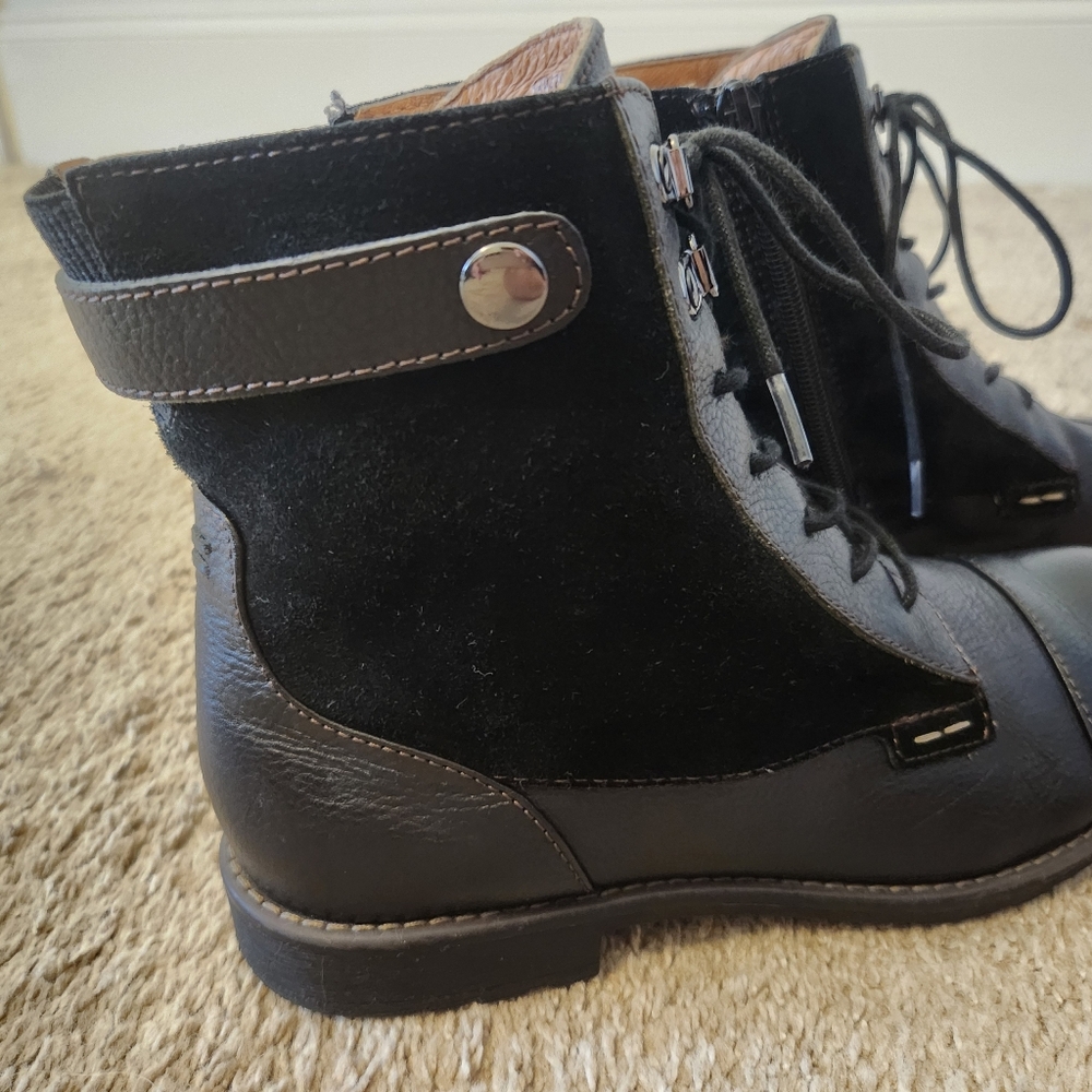 Montana Artisan Suede Black Leather Lace-Up Ankle Boots - Picture 8 of 13